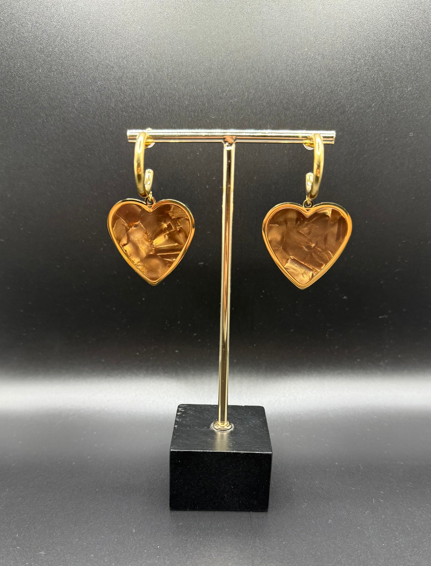 Brown Heart Earrings