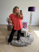 T-Shirt met Ruffle mouwtje Koraal