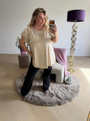 T-Shirt met Ruffle mouwtje Beige