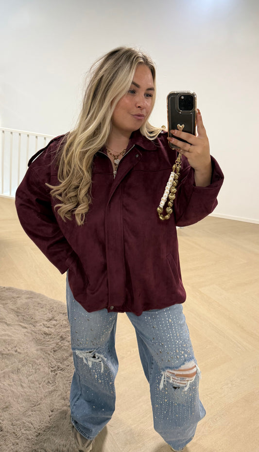 Suede Bomber Bordeaux