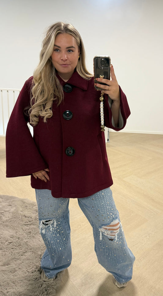 Luxe Button Jas Bordeaux