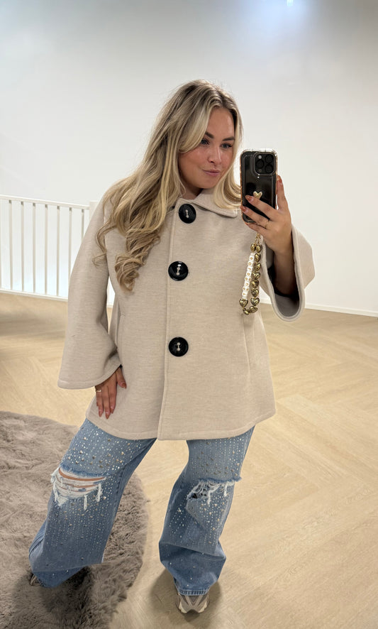 Luxe Button Jas Creme