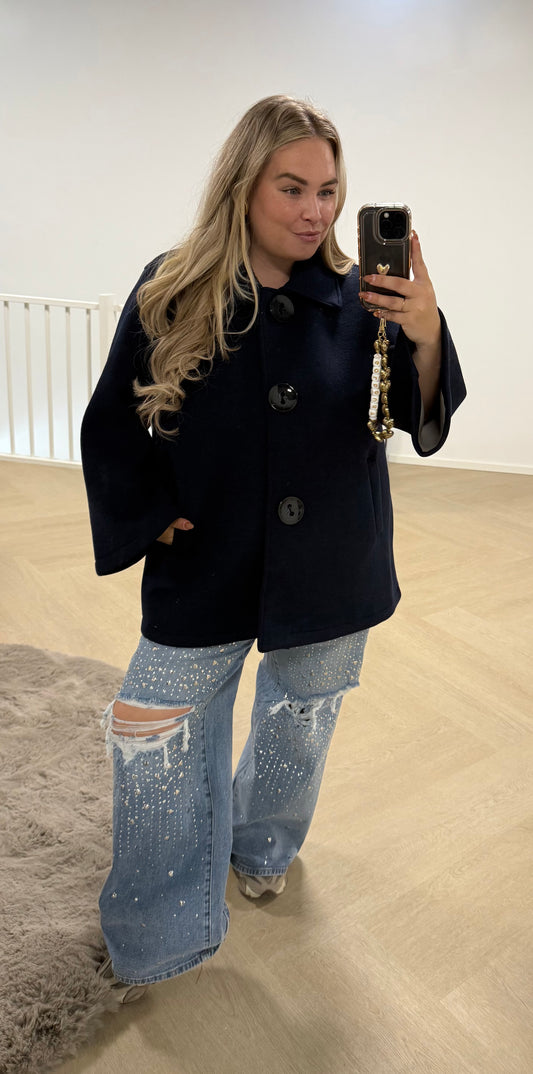 Luxe Button Jas Navy